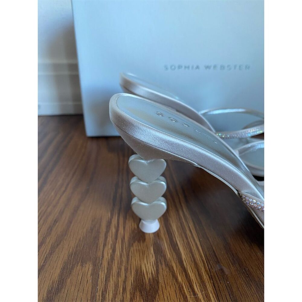 Sophia Webster Silver Heart-Stack Heel Strappy Sandals - Wifey For Lifey - Picture 2 of 10